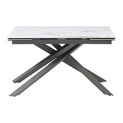 Avis Vente-Unique Table à manger extensible 4 à 8 personnes en céramique, verre trempé et métal - Effet marbre blanc et anthracite - COREMA de Maison Céphy