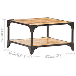 vidaXL Table basse 60x60x35 cm Bois de manguier massif pas cher