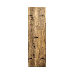 Pegane Garderobe murale, Patère murale en bois coloris chêne huilé et métal noir - longueur 30 x profondeur 6 x hauteur 100 cm