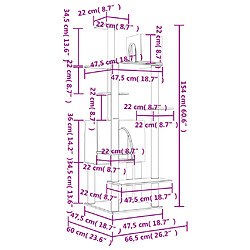 vidaXL Arbre à chat avec griffoirs en sisal Crème 154 cm pas cher