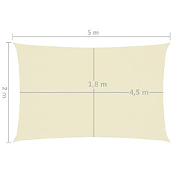 Helloshop26 Voile toile d'ombrage parasol tissu oxford rectangulaire 2 x 5 m crème 02_0009632 pas cher