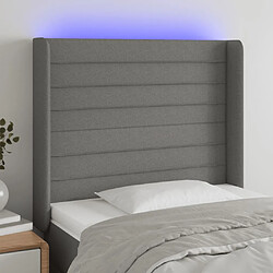 vidaXL Tête de lit à LED Gris foncé 103x16x118/128 cm Tissu