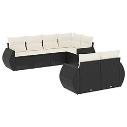 Maison Chic Salon de jardin 7 pcs avec coussins | Ensemble de Table et chaises | Mobilier d'Extérieur noir résine tressée -GKD61136