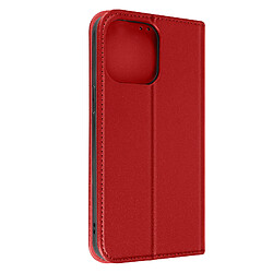 Avizar Housse iPhone 14 Pro Max Cuir Véritable Clapet Porte-carte Support Vidéo rouge