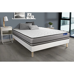 ACTISOM Ensemble matelas ACTIFLEX NIGHT 160x200cm RESSORTS ENSACHES 3zones de confort + sommier KIT blanc