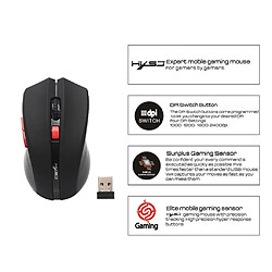 Souris sans fil usb 6 boutons 2.4g optique réglable 2400dpi jeu noir pas cher