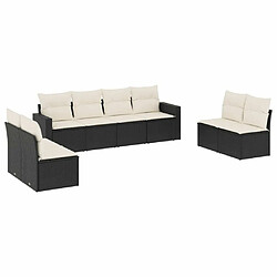 Maison Chic Salon de jardin 8 pcs avec coussins | Ensemble de Table et chaises | Mobilier d'Extérieur noir résine tressée -GKD91791