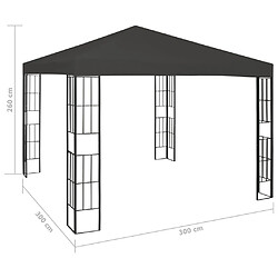 vidaXL Tonnelle avec guirlande lumineuse à LED 3x3 m Anthracite pas cher