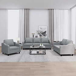 Maison Chic Ensemble de canapés 3 pcs avec coussins, Canapé droit Sofa pour Salon Gris clair Tissu -GKD823408