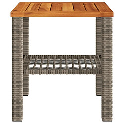 Maison Chic Table de jardin | Table d'extérieur gris 40x40x42 cm résine tressée et bois acacia -GKD52106 pas cher