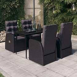 vidaXL Ensemble à manger de jardin avec coussins 5 pcs Noir