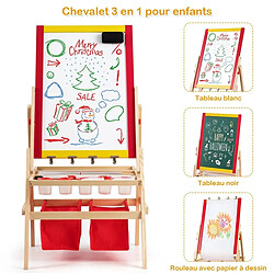 Acheter Decoshop26 3 en 1 chevalet pour enfants avec rouleau de papier fait en bois de pin tableau magnétique blanc et noir 20_0000052