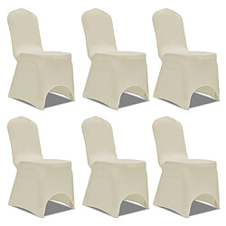 Decoshop26 Housse crème extensible pour chaise 6 pièces DEC022490