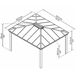 Gazebo de jardin 425,5x363,5cm gris - 705938 - PALRAM