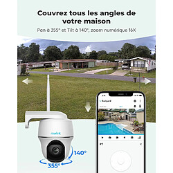 Avis Reolink Caméra de Sécurité 4MP 2.4/5 GHz WiFi Batterie, 360° Pan/Tilt, Vision Nocturne, Détection Humaine, Argus Series B430 +Panneau Solaire