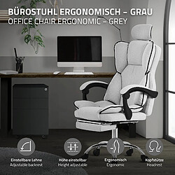 ML-Design Chaise de bureau ergonomique hauteur réglable fauteuil de direction gris clair