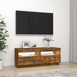 Maison Chic Meubles TV avec lumières LED - Banc TV pour salon chêne fumé 100x35x40 cm -MN34724 pas cher