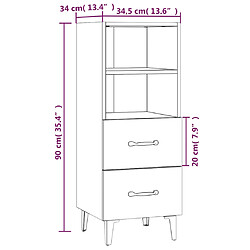 vidaXL Buffet Sonoma gris 34,5x34x90 cm Bois d'ingénierie pas cher