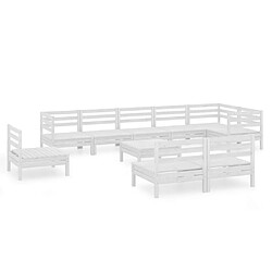 Maison Chic Salon de jardin 10 pcs - Table et chaises d'extérieur - Mobilier/Meubles de jardin Moderne Bois de pin massif Blanc -MN69993