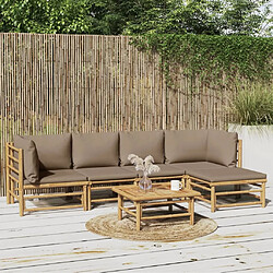 Maison Chic Salon de jardin 6 pcs + coussins - Mobilier/Meubles de jardin - Table et chaises d'extérieur taupe bambou -MN99859