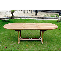 Avis Concept Usine Table de jardin ovale extensible 10 places en teck brut KAJANG