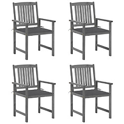 vidaXL Chaises de jardin et coussins lot de 4 Chaises de jardin - Bois d'acacia - Finition grise - Coussins anthracite