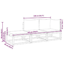 vidaXL Salon de jardin avec coussins 3 pcs bois massif d'acacia pas cher