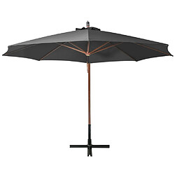 Helloshop26 Parasol suspendu avec mât 3,5 x 2,9 m bois de sapin anthracite 02_0008705