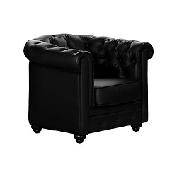 Avis Vente-Unique Lot de 2 Fauteuils CHESTERFIELD - Simili Noir