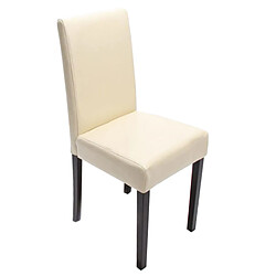 Mendler Lot de 4 chaises de séjour Littau ~ simili-cuir, crème, pieds foncés