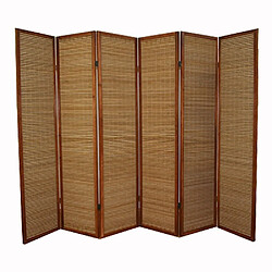 Decoshop26 Paravent 6 panneaux marron en bois et bambou 264x175 cm PAR06069