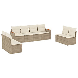 vidaXL Salon de jardin avec coussins 8 pcs beige résine tressée