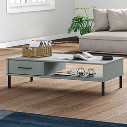 vidaXL Table basse avec pieds en métal Gris Bois pin massif OSLO