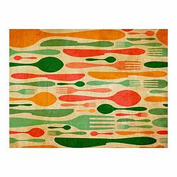 Paris Prix Papier Peint Couverts en Vert & Orange 154 x 200 cm