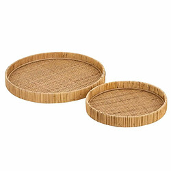 Paris Prix Lot de 2 Coupelles Déco Rond Rotin 40cm Naturel