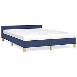 vidaXL Cadre de lit avec tête de lit sans matelas bleu 140x190cm tissu