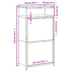 vidaXL Armoire à chaussures chêne marron 60x34x112cm bois d'ingénierie pas cher