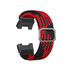 Bracelet en nylon tressé, élastique avec connecteur, rouge/noir pour votre Xiaomi Redmi Watch 2