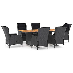 Maison Chic Mobilier à dîner 7 pcs et coussins- Ensemble table et chaises d'extérieur - Salon/Mobilier de jardin classique Résine tressée Gris foncé -MN63819