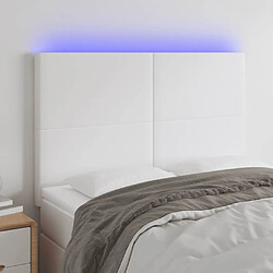 Maison Chic Tête de lit scandinave à LED,meuble de chambre Blanc 144x5x118/128 cm Similicuir -MN58588