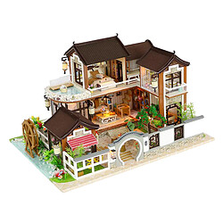 Dollhouse Miniature avec des Meubles, BRICOLAGE En Bois Dollhouse Kit avec LED Lumière, 1:24 Échelle Creative Chambre Maison