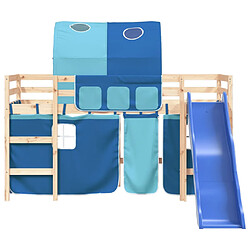 Acheter Vidaxl Lit mezzanine enfants avec tunnel bleu 80x200cm bois pin massif