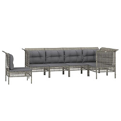 Avis Maison Chic Salon de jardin 6 pcs + coussins - Mobilier/Meubles de jardin - Table et chaises d'extérieur Gris Résine tressée -MN12387