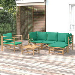 Maison Chic Salon de jardin 6 pcs + coussins - Mobilier/Meubles de jardin - Table et chaises d'extérieur vert bambou -MN20977