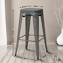 Decoshop26 Tabouret de bar avec repose-pieds design industriel empilable en métal perforé gris 10_0004869