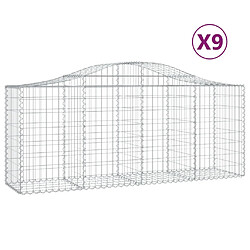 vidaXL Paniers à gabions arqués 9 pcs