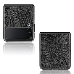 Coque en TPU + PU antichoc, texture crocodile noir pour votre Samsung Galaxy Z Flip3 5G