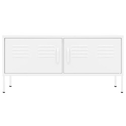 Avis Maison Chic Meuble TV scandinave - Banc TV pour salon Blanc 105x35x50 cm Acier -MN28460