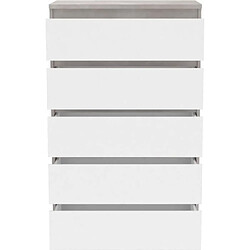 Avis Cstore Commode CHELSEA 5 tiroirs - L 77,2 x P 42,2 x H 128,1 - Décor optique béton clair KILOX et blanc mat