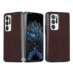 Coque en TPU + PU imperméable, texture croco marron pour votre Oppo Find N